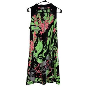 Jamie Sadock Dress Medium Green Sleeveless Graphic Tentacle Tennis Sport Sign *